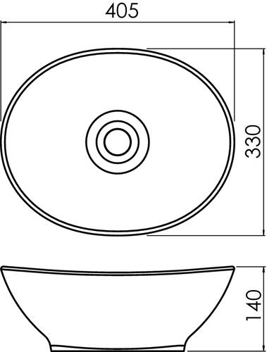 Vasque ovale à poser HANA en céramique 40,5 x 33 x 14 cm - Béton